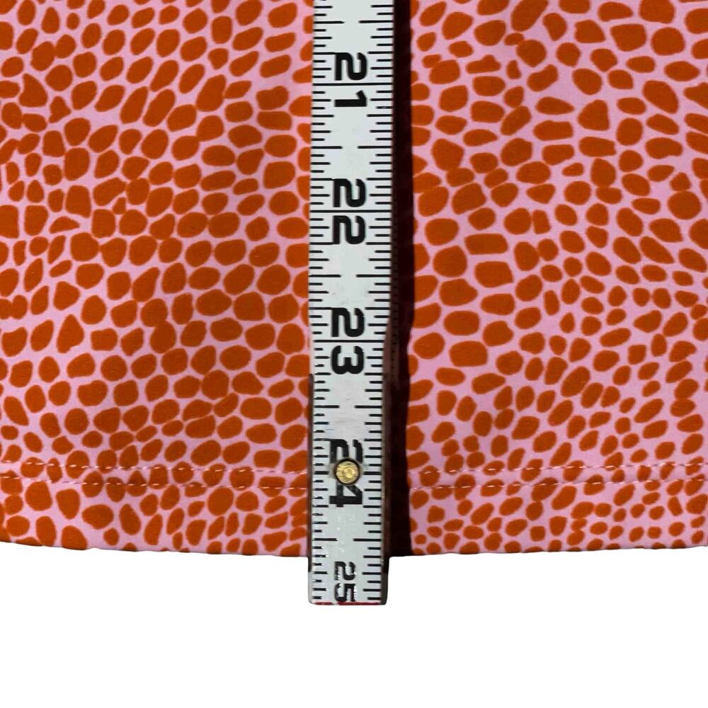 J.McLaughlin Printed Catalina Cloth Faux Wrap Top L Orange Stretch Casual Artsy - Picture 7 of 8